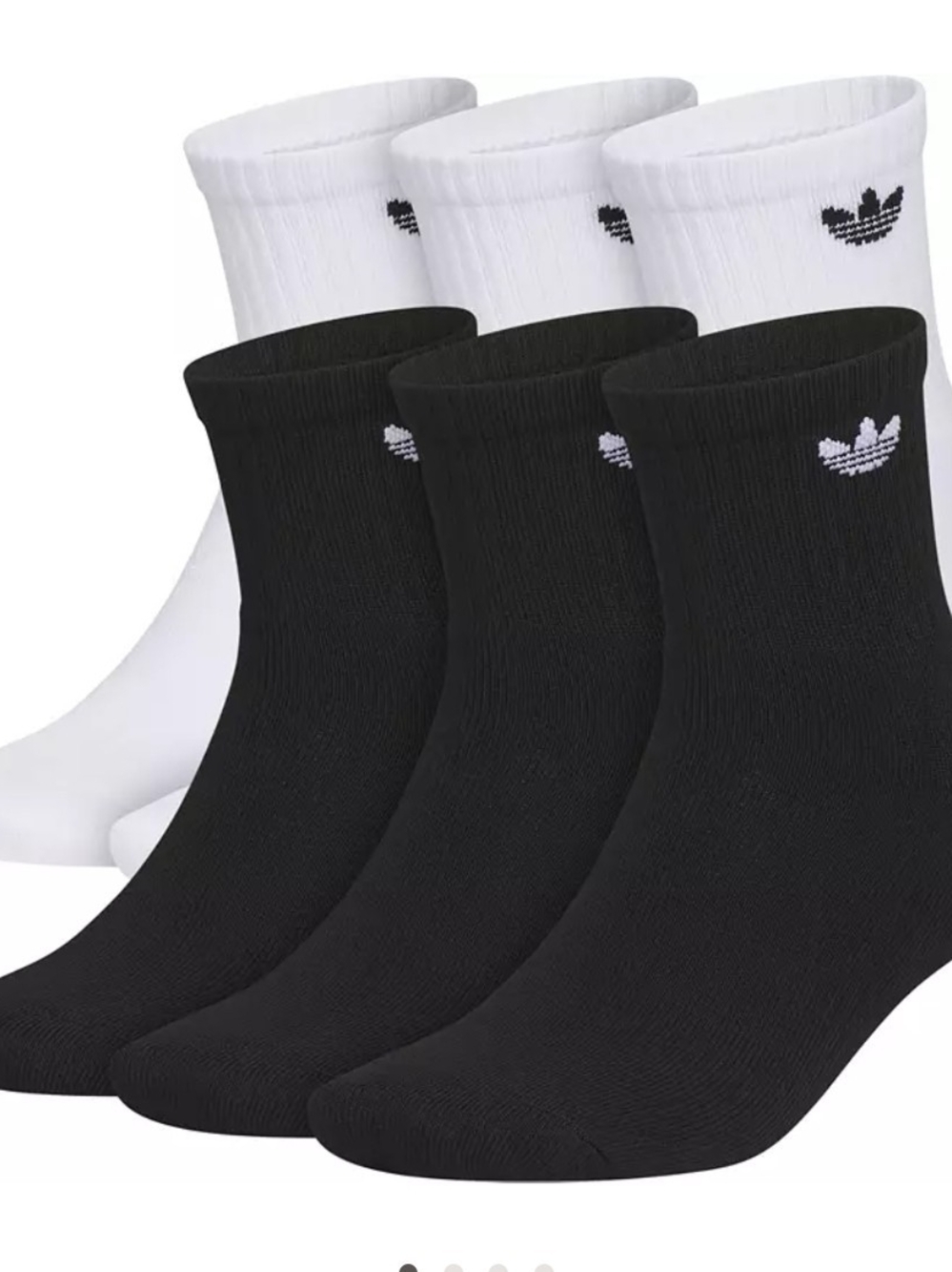 Adidas Men's Black & White Trefoil Crew Socks - 6 Pack